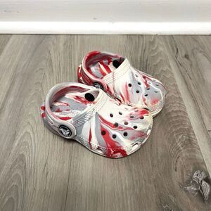Crocs Shoes Baby 4 Red, White & Grey Slip On Sandal